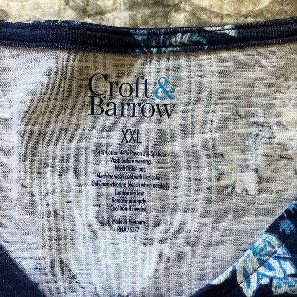 Croft and Barrow V-Neck T-shirt XXL tie Sleeves - Picture 2 of 4